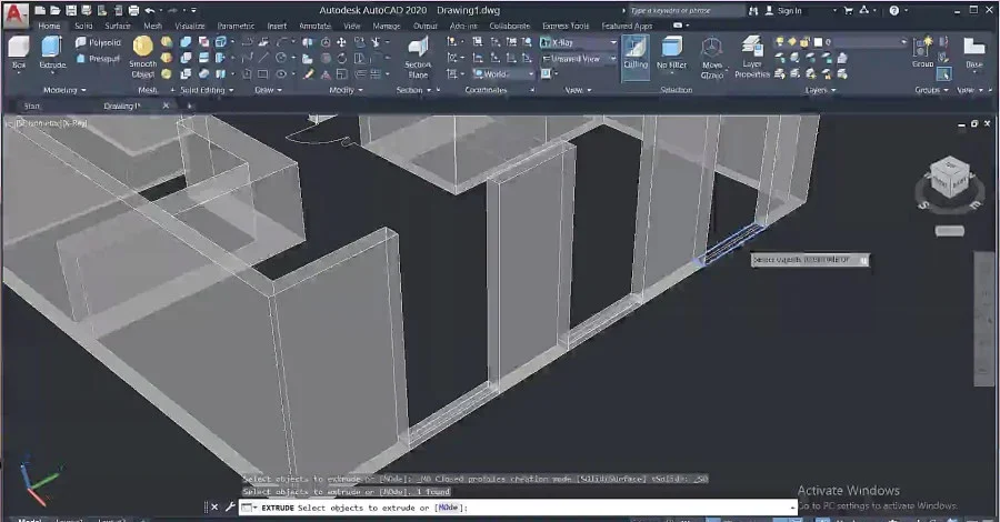 برنامه نویسی حجم دادن به پلان اتوکد در اسکچاپ